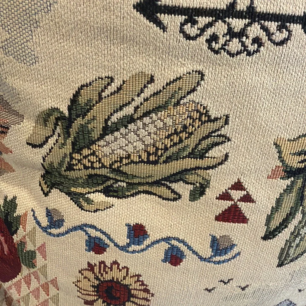 Vtg Farm Scene‎ Tapestry Pillow 15
